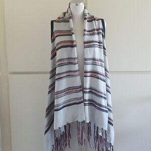 TCEC Long Sweater Vest, Grey/Blue Stripe, M, NWOT